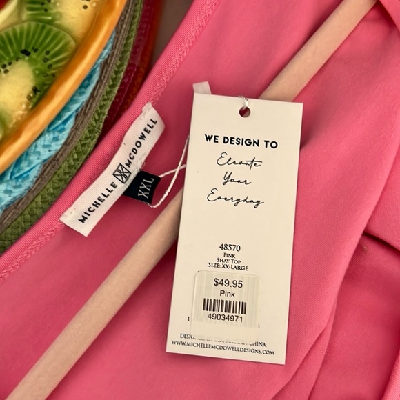 NWT Michelle McDowell Pink Puff Sleeve Top - Picture 5 of 5